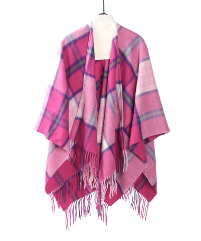 Lambswool mini cape pink check