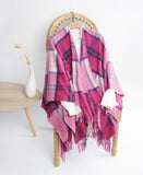 Lambswool mini cape pink check