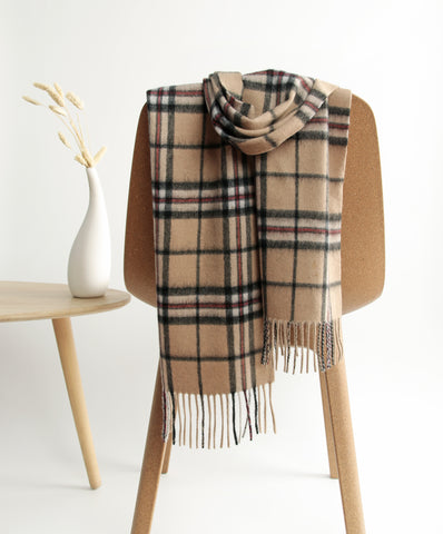 01 Thomson Camel Tartan Scarf